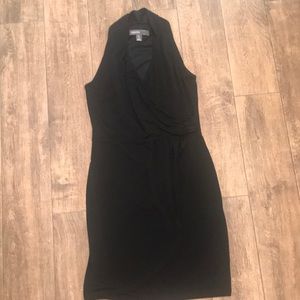 Faux wrap little black dress